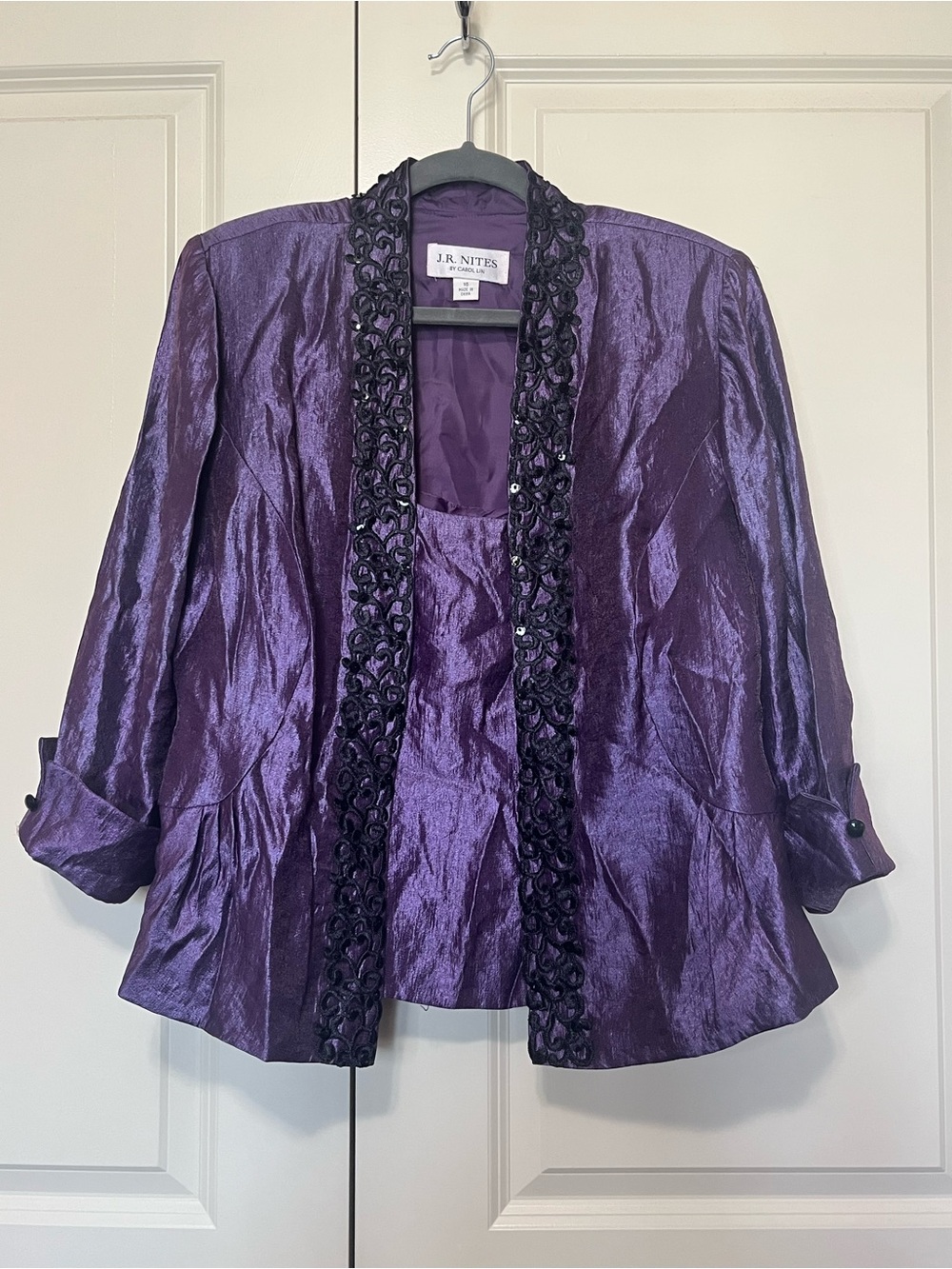 J.R. Nites Purple Embellished Evening Jacket